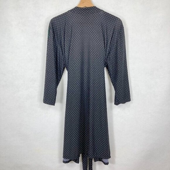Marilyn Monroe Black And White Polka Dot 3/4 Sleeve Lightweight Short Robe L - Picture 3 of 5
